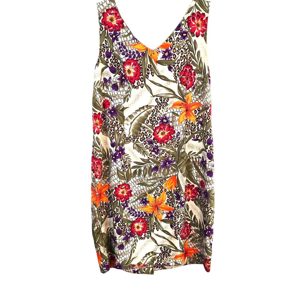 Kathy Lee Women's Dress 12 Size Beige Floral Sleeveless  Misses Large L